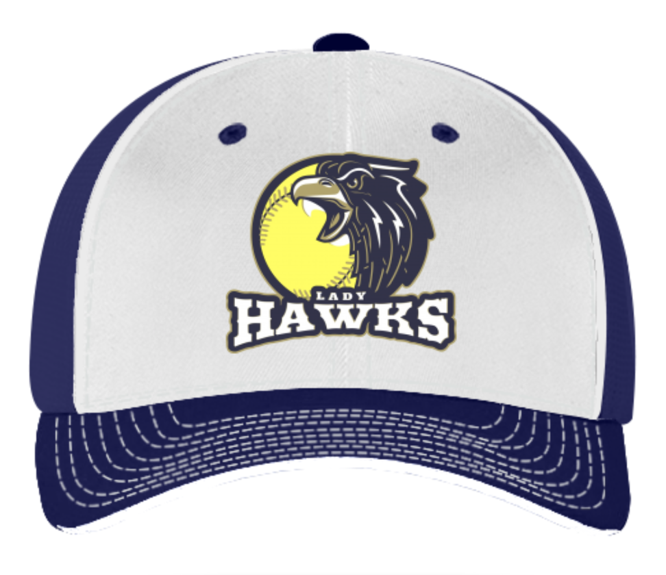 Lady Hawks White Front/Navy Back Hat
