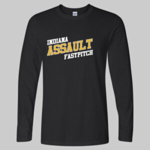 Indiana Assault Fastpitch Black Long Sleeve Cotton Tee (3 Logos)