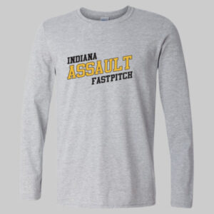 Indiana Assault Fastpitch Sport Grey Long Sleeve Cotton Tee (2 logos)