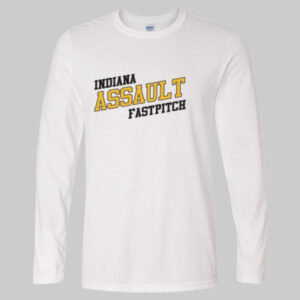 Indiana Assault Fastpitch White Long Sleeve Cotton Tee (2 logos)
