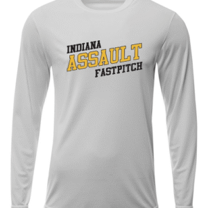 Indiana Assault Fastpitch Silver Long Sleeve Drifit Tee (2 logos)