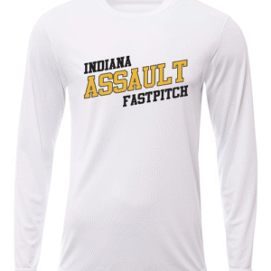 Indiana Assault Fastpitch White Long Sleeve Drifit Tee (2 logos)