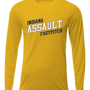 Indiana Assault Fastpitch Gold Long Sleeve Drifit Tee (1 logo)
